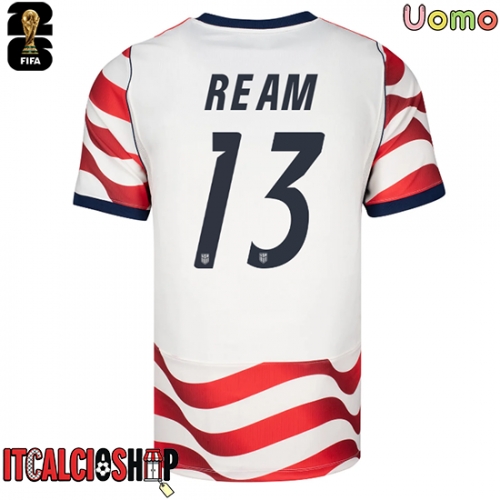 Stati Uniti Tim Ream #13 Prima Maglia Mondiali 2026 Manica Corta